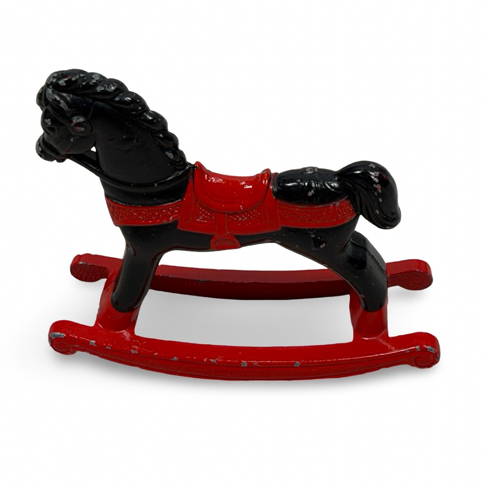 Vintage 1980 Mattel The Littles Diecast Rocking Horse Miniature Black Red Rare